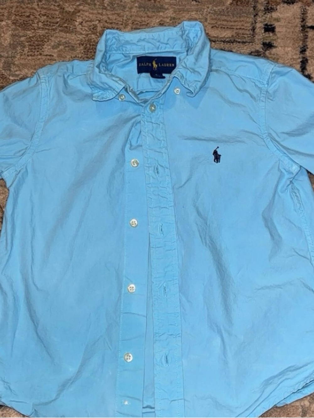 Ralph Lauren Boys Sky Blue Button-Down Shirt with Polo Pony